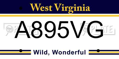 A895VG West Virginia License Plate