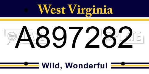 A897282 West Virginia License Plate