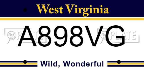A898VG West Virginia License Plate