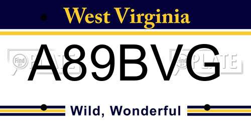 A89BVG West Virginia License Plate