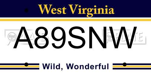 A89SNW West Virginia License Plate