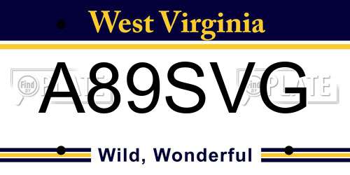 A89SVG West Virginia License Plate