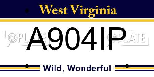 A904IP West Virginia License Plate