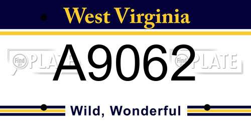 A9062 West Virginia License Plate