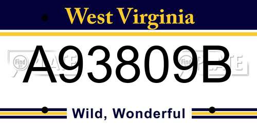 A93809B West Virginia License Plate