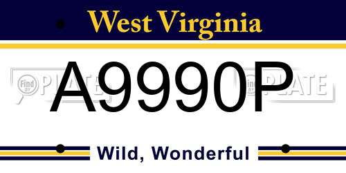 A9990P West Virginia License Plate