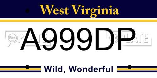 A999DP West Virginia License Plate