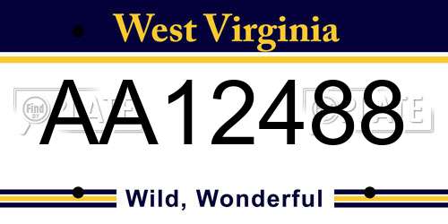 AA12488 West Virginia License Plate