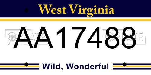 AA17488 West Virginia License Plate