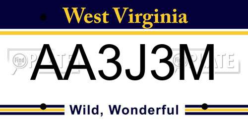 AA3J3M West Virginia License Plate