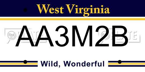 AA3M2B West Virginia License Plate
