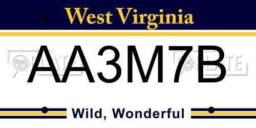 AA3M7B West Virginia License Plate