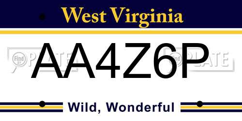 AA4Z6P West Virginia License Plate