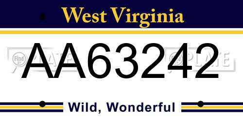 AA63242 West Virginia License Plate