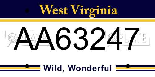 AA63247 West Virginia License Plate
