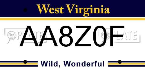 AA8Z0F West Virginia License Plate