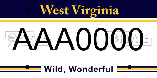 AAA0000 West Virginia License Plate