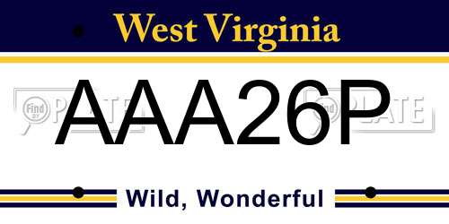 AAA26P West Virginia License Plate