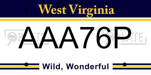 AAA76P West Virginia License Plate