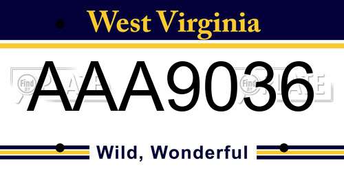 AAA9036 West Virginia License Plate