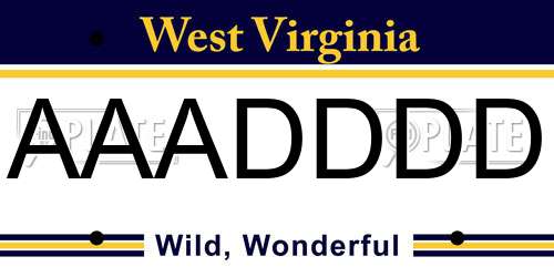 AAADDDD West Virginia License Plate