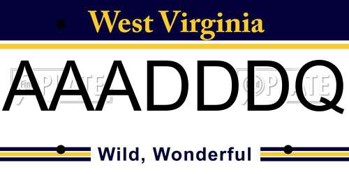 AAADDDQ West Virginia License Plate