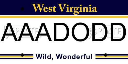 AAADODD West Virginia License Plate