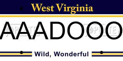 AAADOOO West Virginia License Plate