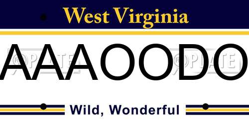 AAAOODO West Virginia License Plate