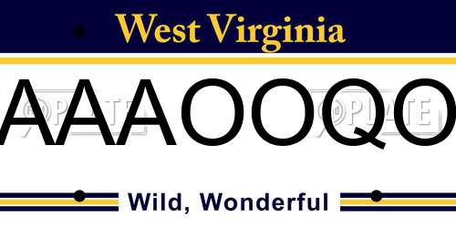 AAAOOQO West Virginia License Plate