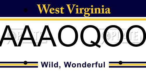 AAAOQOO West Virginia License Plate