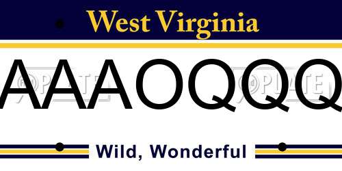 AAAOQQQ West Virginia License Plate