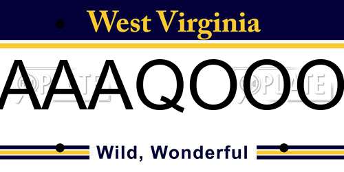 AAAQOOO West Virginia License Plate