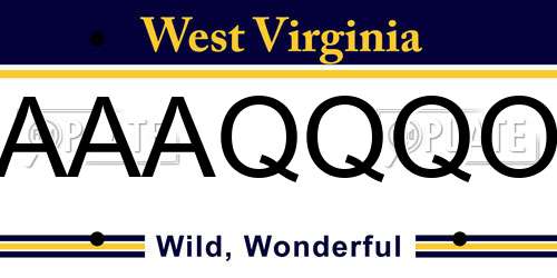 AAAQQQO West Virginia License Plate