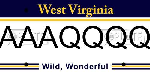 AAAQQQQ West Virginia License Plate