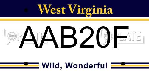AAB20F West Virginia License Plate