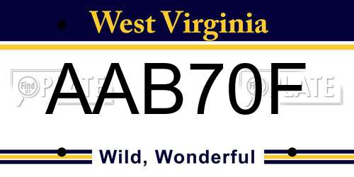 AAB70F West Virginia License Plate