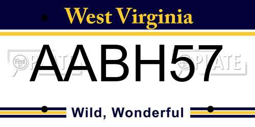 AABH57 West Virginia License Plate