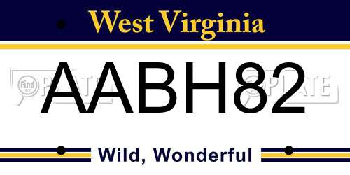 AABH82 West Virginia License Plate