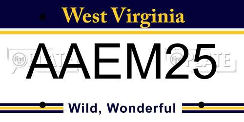 AAEM25 West Virginia License Plate