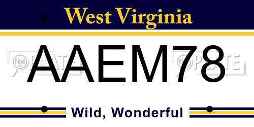 AAEM78 West Virginia License Plate
