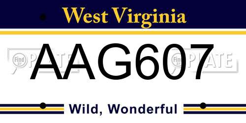 AAG607 West Virginia License Plate