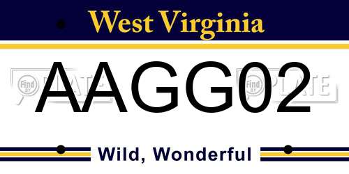 AAGG02 West Virginia License Plate