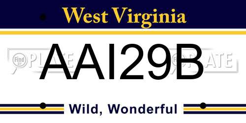 AAI29B West Virginia License Plate