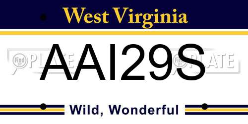 AAI29S West Virginia License Plate
