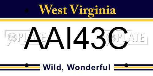 AAI43C West Virginia License Plate