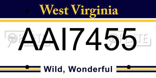 AAI7455 West Virginia License Plate
