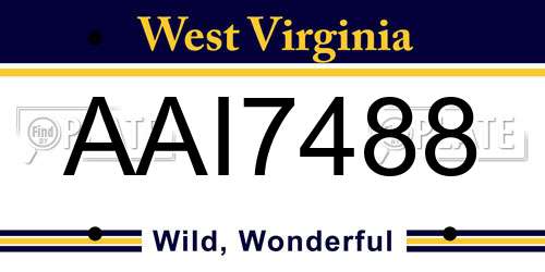 AAI7488 West Virginia License Plate
