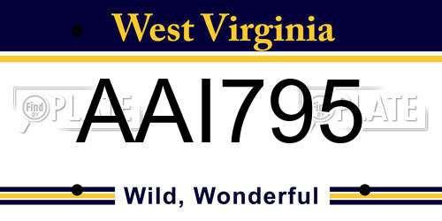 AAI795 West Virginia License Plate