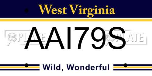 AAI79S West Virginia License Plate